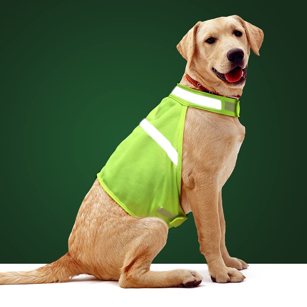 Dog Reflective Vest High Visibility Adjustable Strap Safety Jacket Keep Your Dog be Seen and Safe from Cars & Hunting Accidents Small Green - PawsPlanet Australia