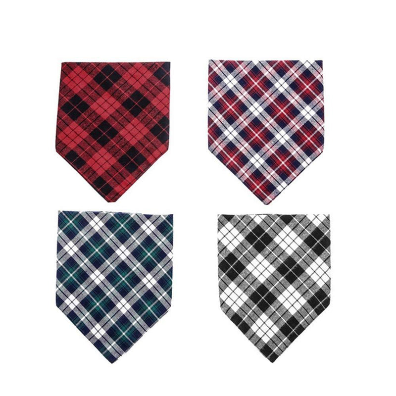 ATITOWEL 4 Pack Dog Bandana- Cotton Bandanas Handkerchiefs Scarfs Triangle Bibs Accessories for Small Medium Large Dogs Puppies Pets - Triangle Plaid Bibs - Cat Dog Birthday Bandana Scarf - PawsPlanet Australia