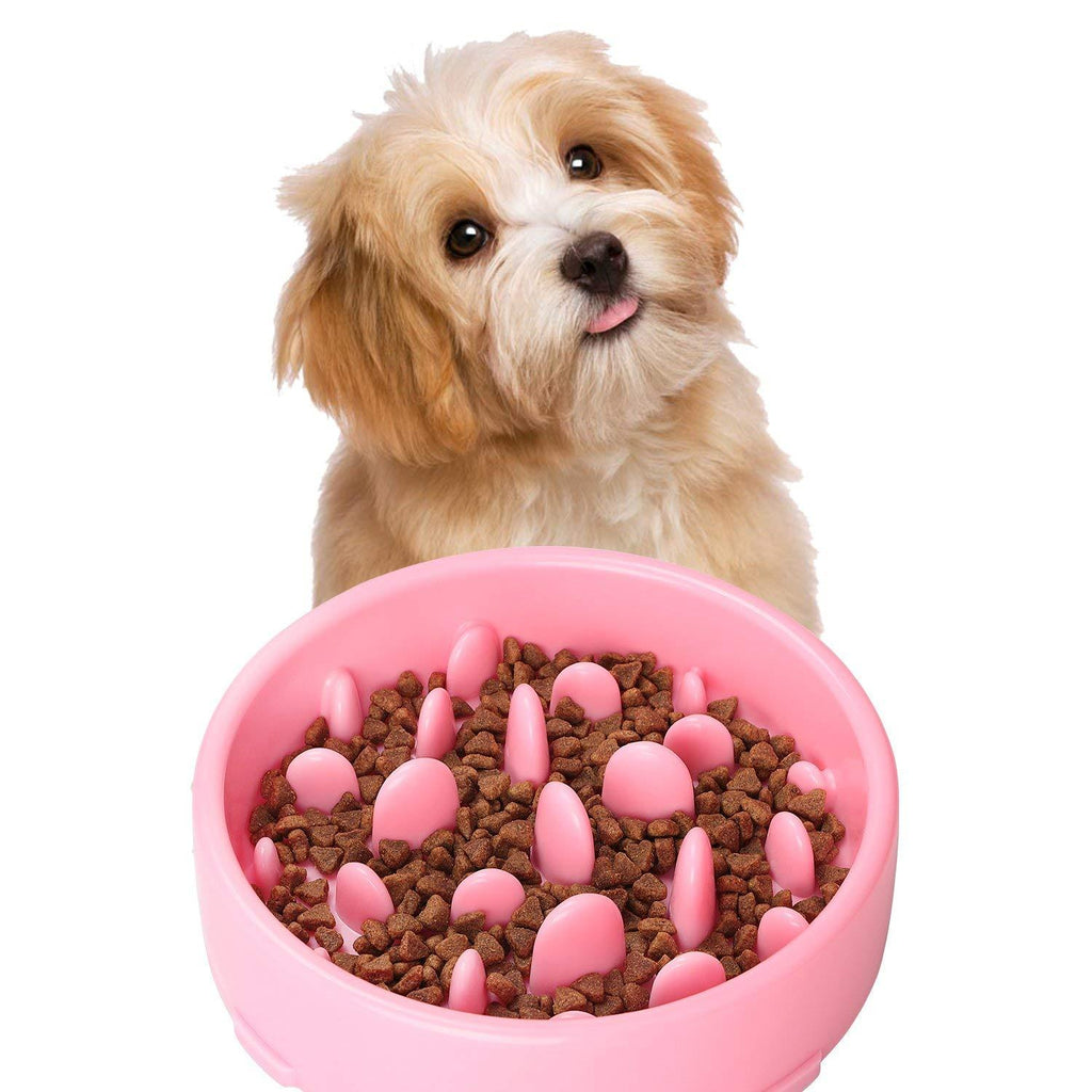 [Australia] - LEMON PET Dog Slow Feeder Bowl, Fun Foraging Anti Choking Anti Gobble Anti-Choke Interactive Feeding Slow Eating Bowls Non-Slip Pink 