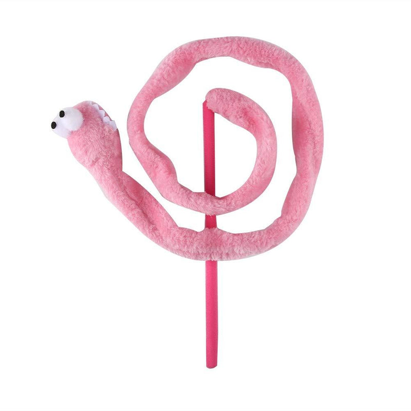 [Australia] - Pssopp Cat Teaser Toy, 3 Color Cartoon Snake Shape Cat Teaser Wand Toy Interactive Reusable Plush Catnip Cat Toys Funny Cat Kitten Pet Playing Toy Pink 