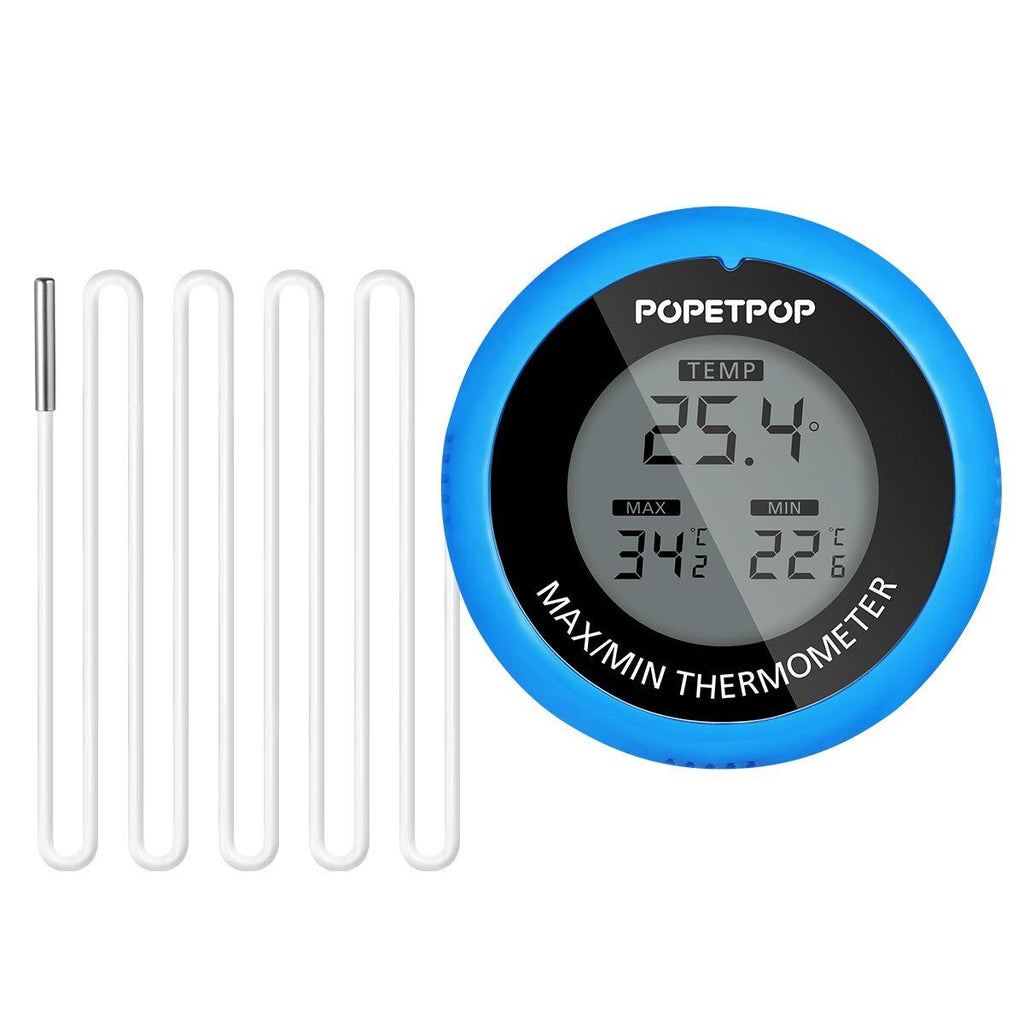 POPETPOP LCD Digital Aquarium Thermometer High Precision Digital Fish Tank Thermometer for Aquarium/Pond/Reptile Turtles Habitats (Blue) - PawsPlanet Australia