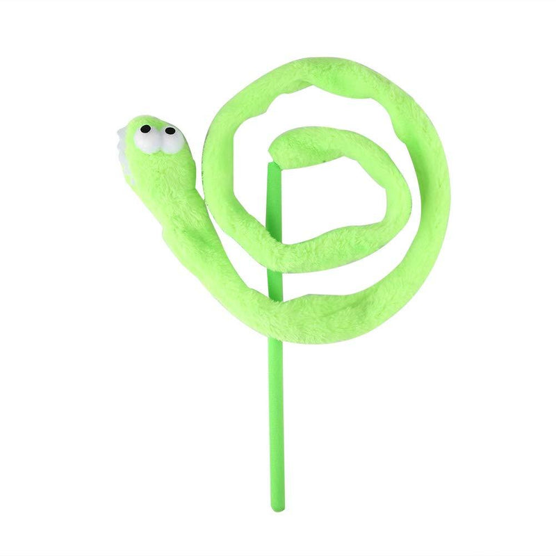 [Australia] - Pssopp Cat Teaser Toy, Cartoon Snake Shape Cat Teaser Wand Toy Interactive Reusable Plush Catnip Cat Toys Funny Cat Kitten Pet Playing Toy (Green) Green 