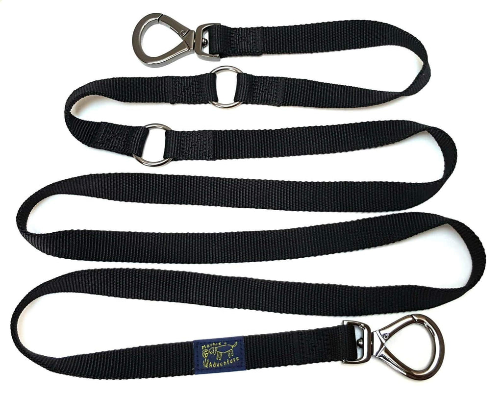 [Australia] - Markie's Adventure Hands Free Dog Leash, Multifunctional Adjustable Leash with Easy-Clip Swivel Hooks for All Ages and Abilities Black 