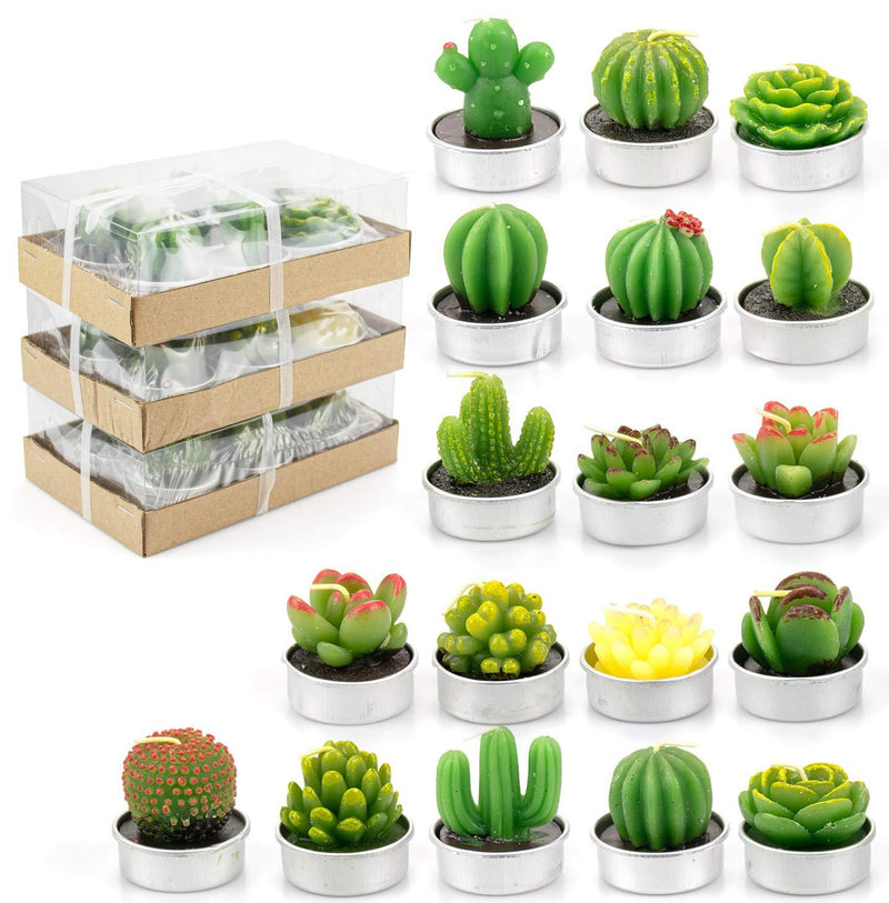 Lawei 18 Pack Cactus Tealight Candles - Handmade Delicate Succulent Mini Plants Candles - Perfect for Home Decor Candles Festival Wedding Props and House-Warming Party - PawsPlanet Australia