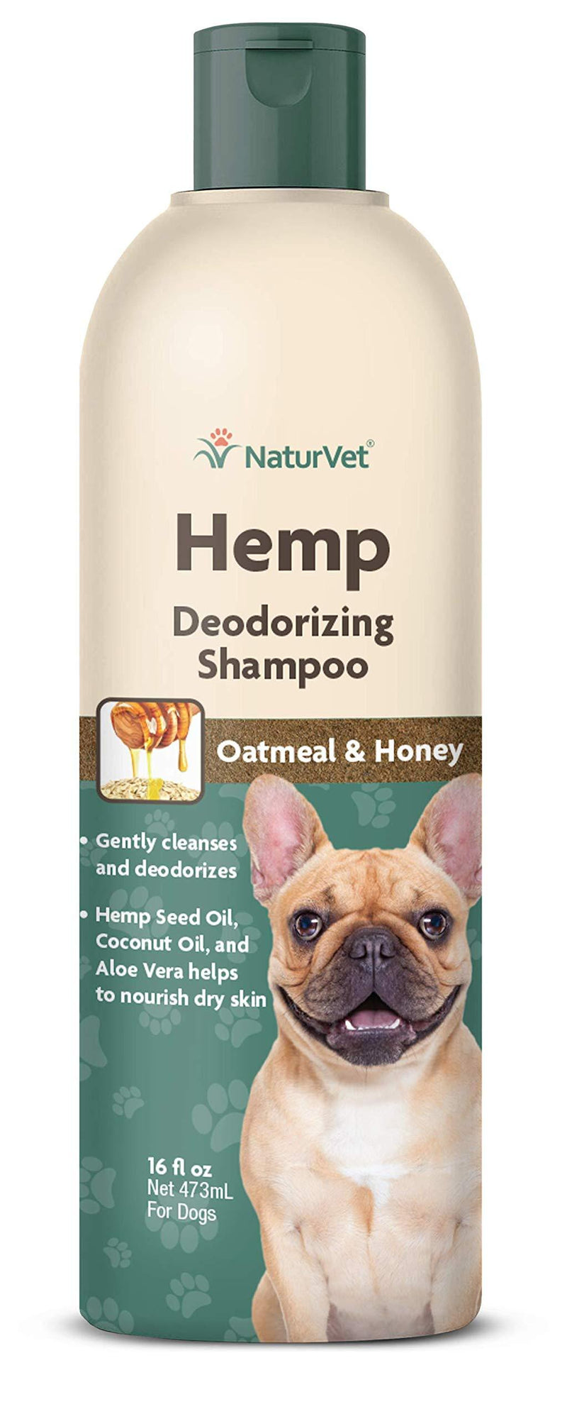 [Australia] - NaturVet – Hemp Deodorizing Shampoo For Dogs - Plus Oatmeal & Honey – 16 oz – Gently Cleanses & Deodorizes Skin & Coat – Enhanced with Hemp Seed Oil, Coconut Oil & Aloe Vera Extract 16 Fl Oz 