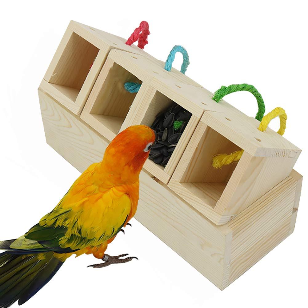 [Australia] - PIVBY Wooden Bird Foraging Feeder Toys Educational Training Creative Block Discolored Intelligence Toys for Parrot Parakeet Cockatiel Conure African Grey Cockatoo Macaw Amazon Budgie Lovebird Finch 