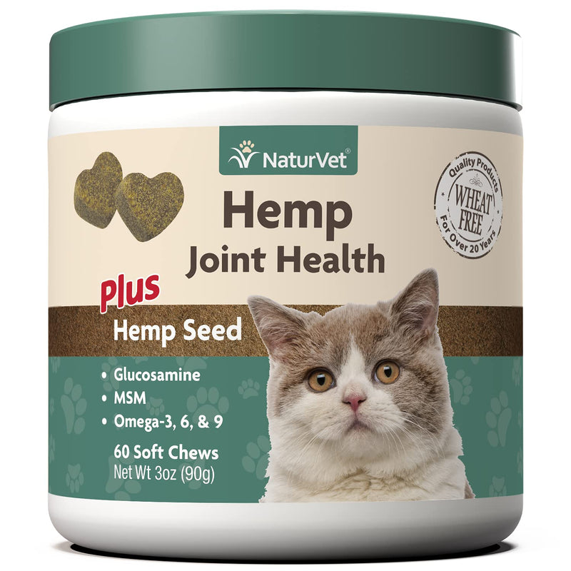 NaturVet – Hemp Joint Health for Cats – 60 Soft Chews – Supports Healthy Hips & Joints – Enhanced with Glucosamine, MSM – 30 Day Supply Plus Hemp Seed - PawsPlanet Australia