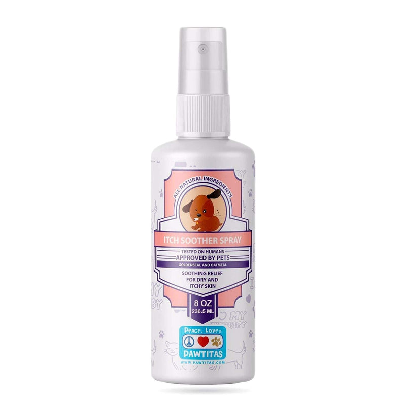 Pawtitas Natural Dog Itching Skin Relief Spray with Organic Oatmeal a Hypoallergenic Soothing for Dry Itchy Rash Hotspot or Damaged Skin | Manufactured with Certified Organic Bottle 8 Ounce - PawsPlanet Australia