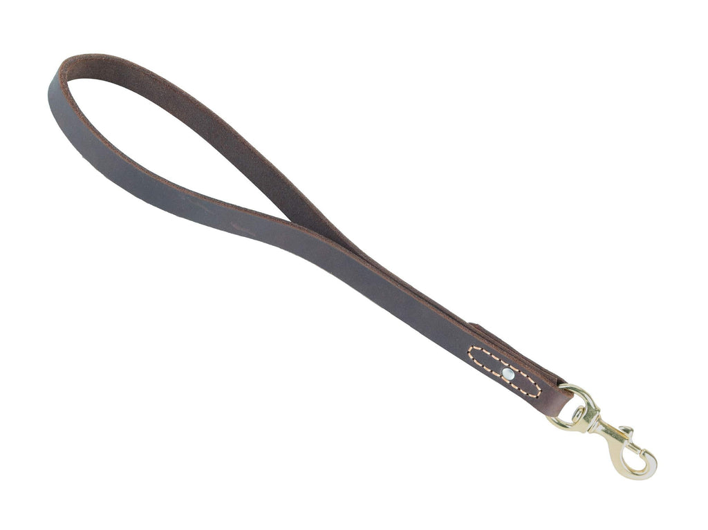 [Australia] - kgt Braided Genuine Leather Dog Short Leash Walking Training for Large Dogs 16" x 4/5" 