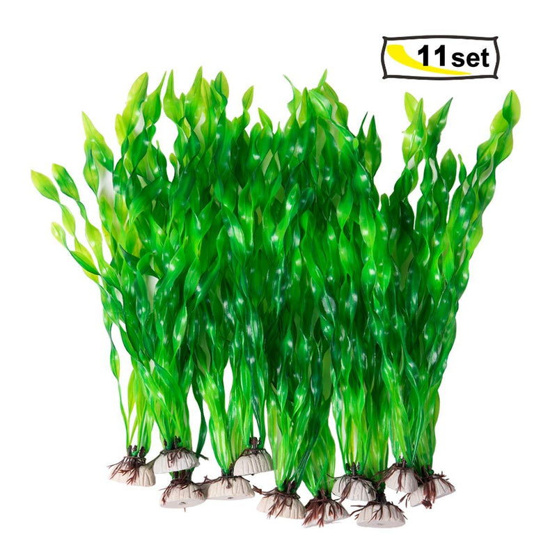 [Australia] - CousDUoBe 11 Pack Artificial Seaweed Decor，Used for Household and Office Aquarium Simulation Plastic Seaweed Water Plants（12 inches） 11-pack Green Dress 