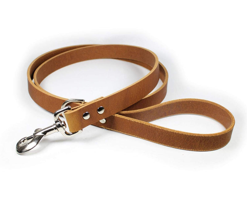 [Australia] - sleepy pup Premium Thick Leather Dog Leash - Made in The USA Light Brown 