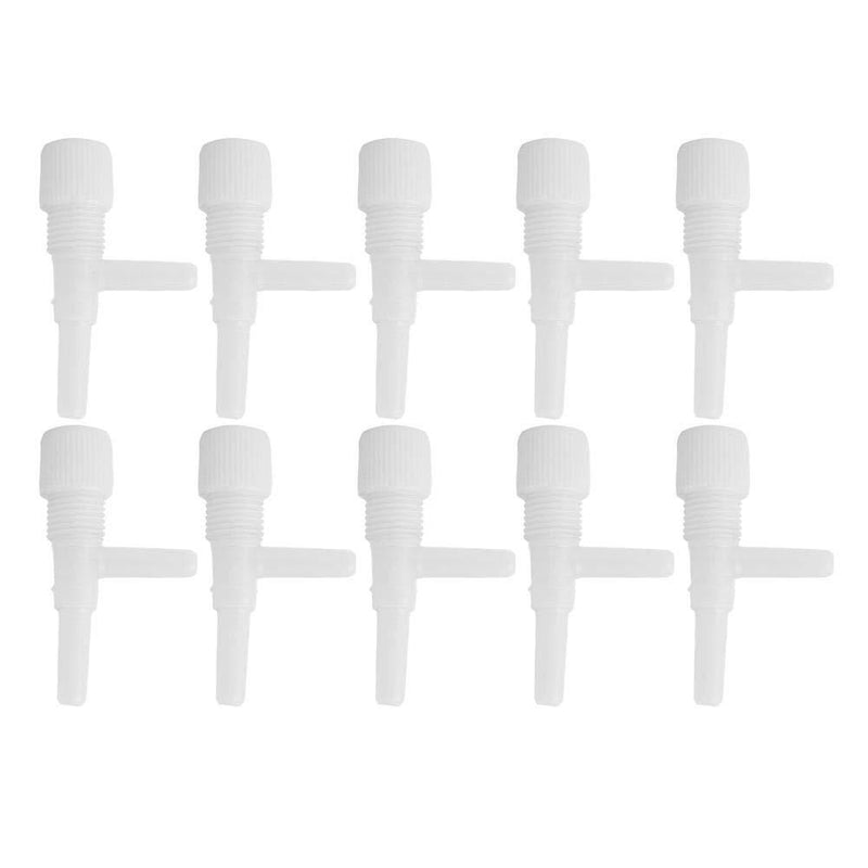 [Australia] - 10Pcs Plastic Aquarium Airflow Control Valve Fish Tank 3 Way Air Flow Pump Control Regulator Valves Air Pump Accessories White 