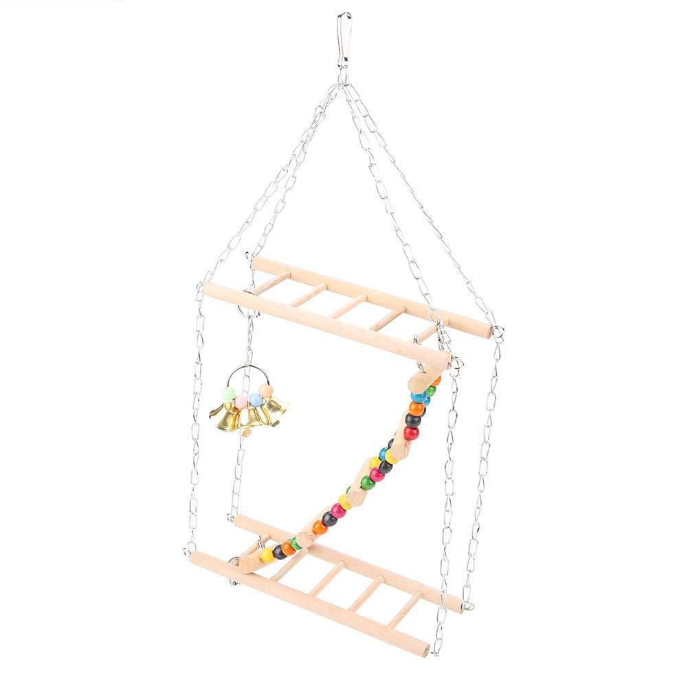 [Australia] - HEEPDD Bird Toys, Parrot Hanging Swing Ladder Colorful Chewing Swing Toy with Bell Cage Decorative Accessories for Small Birds Parrot Parakeet Cockatiel Hamster 