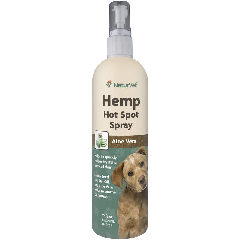 NaturVet Hemp Hot Spot Spray with Aloe Vera for Dogs, 12 oz Liquid, Made in The USA - PawsPlanet Australia