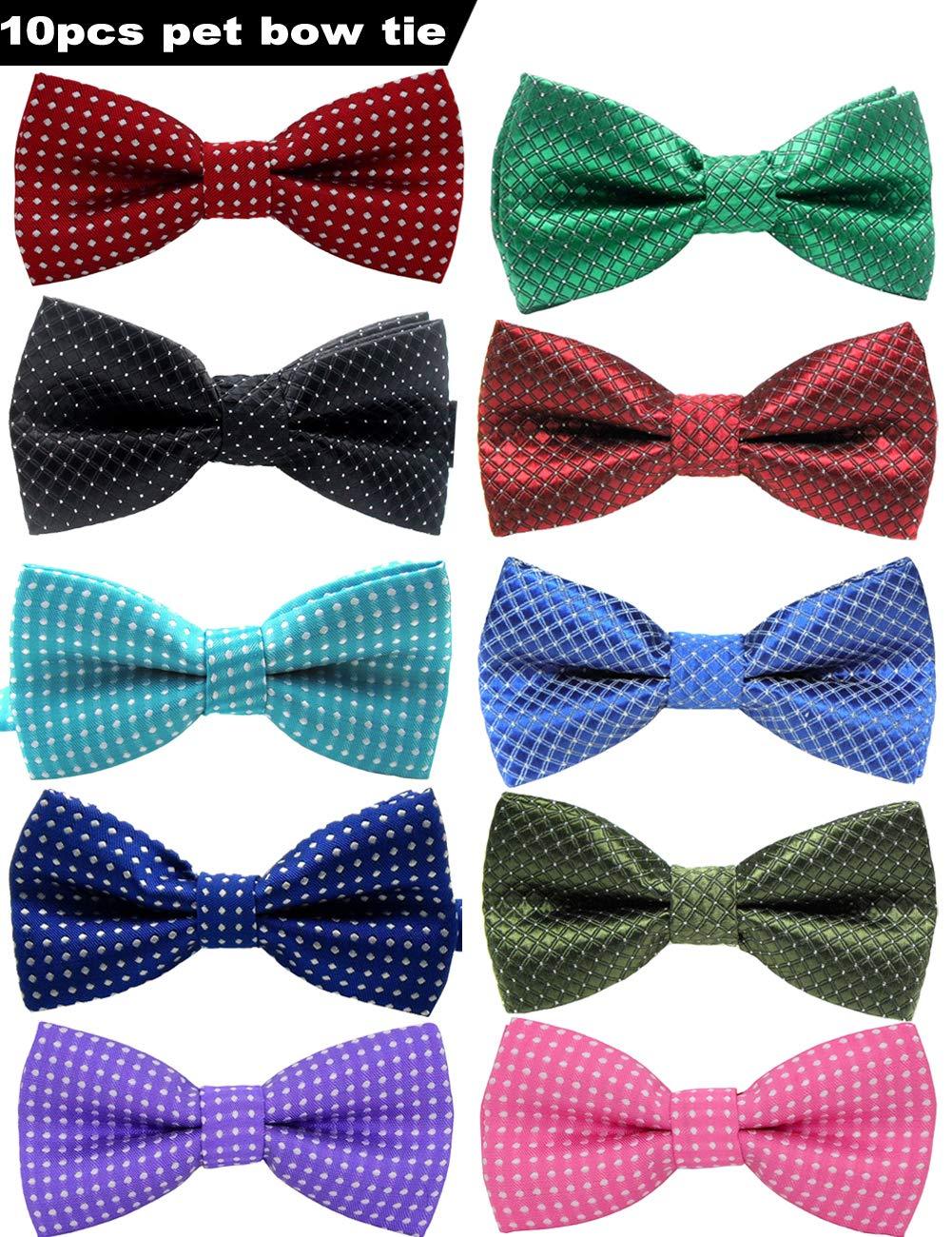 [Australia] - VICTHY Pet Bow Tie, Colorful Polka Dots Adorable Collar Butterfly Knot Puppy Adjustable Bow Ties for Dogs/Cats/Other Pets 10pcs Pet Bow 