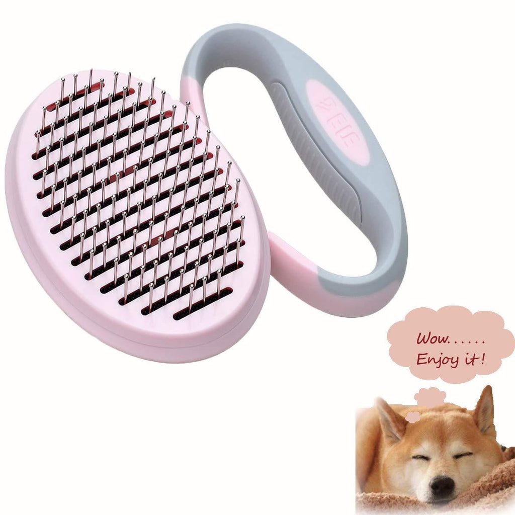 [Australia] - Songway Self Cleaning Slicker Brush,Pet Massage Comb,Hair Shedding Grooming Tools for Dogs and Cats,Foldable&Angle-Adjustable Beauty Brush,Clean Brush for Medium Long Fur Pink 