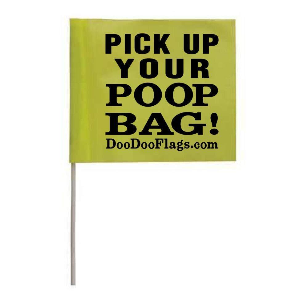 [Australia] - x 10 | No Dog Poop Signs | Stop People from Leaving Poop On Your Lawn | Sign Reads: Pick Up Your Poop Bag | Poop Bag Flags 