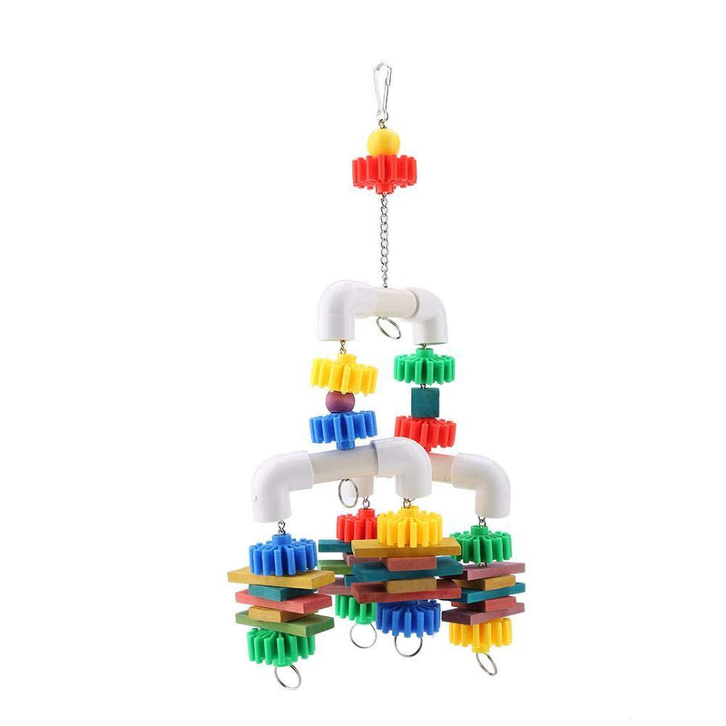 [Australia] - HEEPDD Parrot Chew Toy, Colorful Wooden Blocks Hanging Toy Pet Bird Biting Plastic Tube Toy for Macaw African Grey Amazon Cockatoo Budgies Parakeet Cockatiel Lovebird 