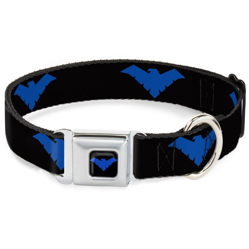 Buckle-Down Dog Collar Seatbelt Buckle Nightwing Logo Black Blue 13 to 18 Inches 1.5 Inch Wide, Multicolor, DC-WBM179-WS 1.5" Wide - Fits 13-18" Neck - Small - PawsPlanet Australia