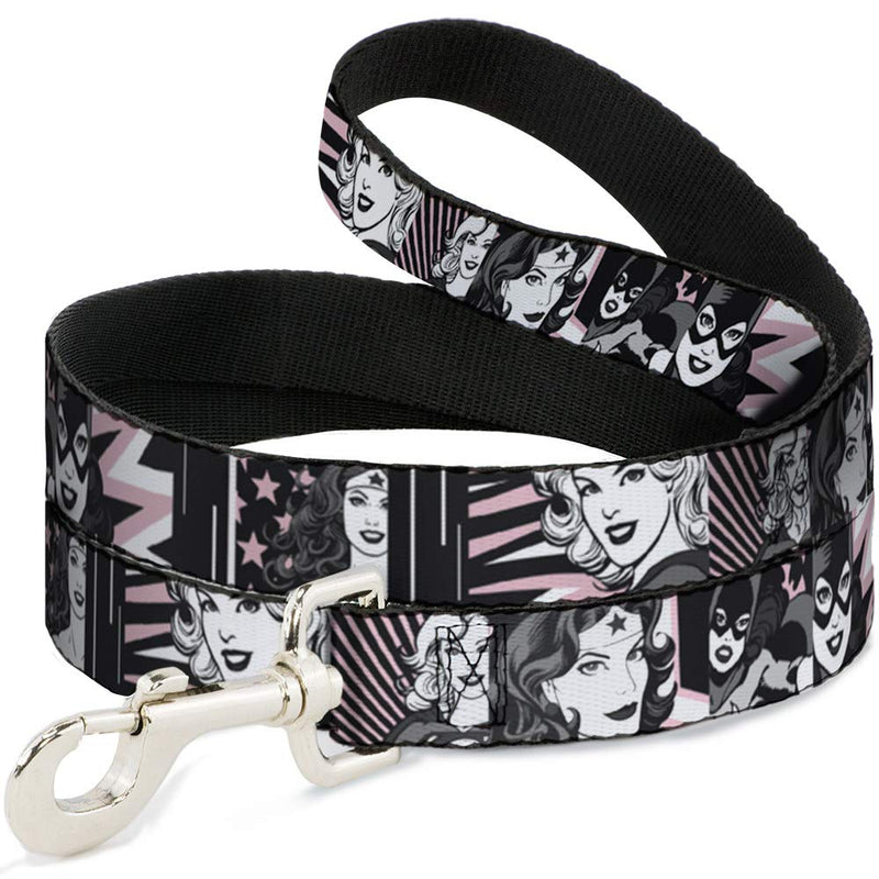 Buckle-Down Dog Leash Batgirl Wonder Woman Supergirl Retro Panels Black Pink White Available in Different Lengths and Widths for Small Medium Large Dogs and Cats 6 Feet Long - 1/2" Wide - PawsPlanet Australia