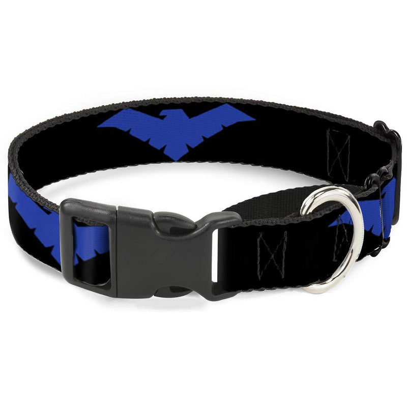 [Australia] - Dog Collar Martingale Nightwing Logo Black Blue 11 to 17 Inches 1.0 Inch Wide 