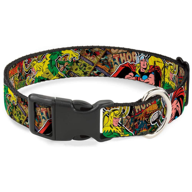 [Australia] - Buckle-Down Cat Collar Breakaway Thor Loki Poses Retro Comic Books Stacked 8 to 12 Inches 0.5 Inch Wide 