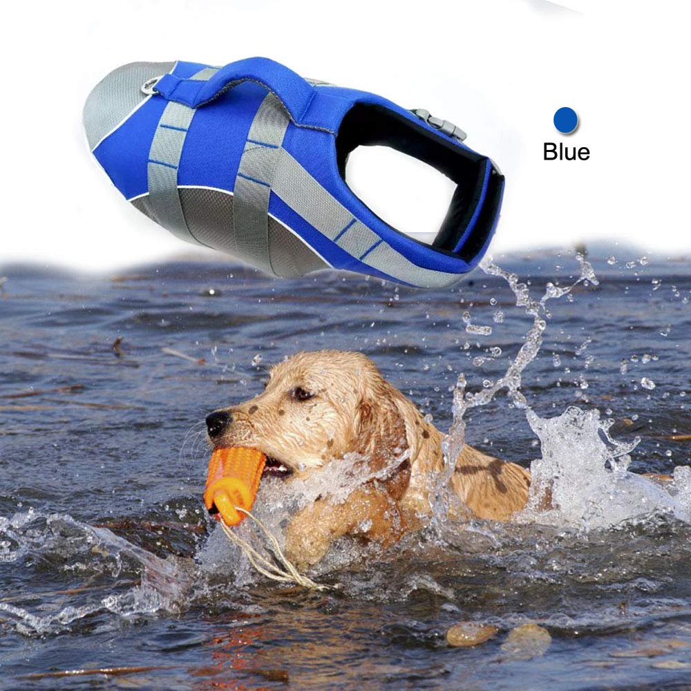 [Australia] - BOCHO Wave Rider's Reflective Dog LifeJacket, Super Buoyancy EVA Lining ，Adjustable Dog Safety Vest X-Large Blue 