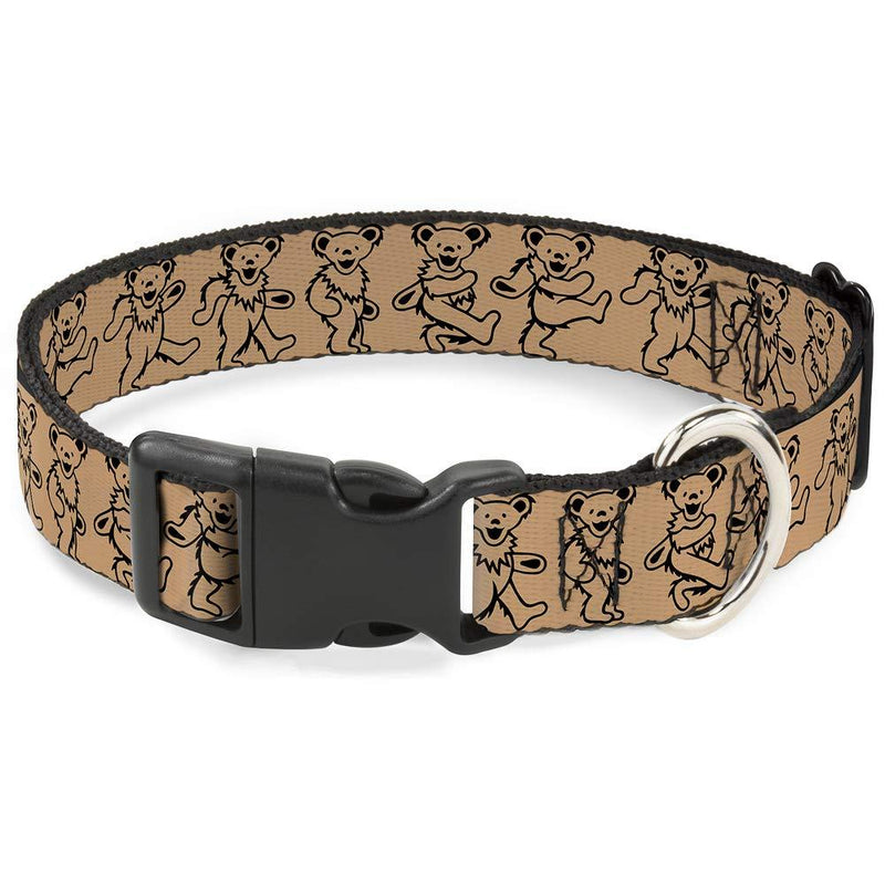 [Australia] - Buckle-Down Dog Collar Plastic Clip Dancing Bears Tan Black 9 to 15 Inches 0.5 Inch Wide 1/2" Wide - Fits 6-9" Neck - Small 