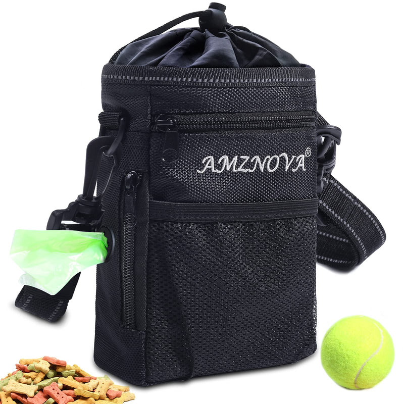 AMZNOVA Dog Treat Bag, Large Dog Training Pouch with Adjustable Should Strap, Waistband, Poop Bag Dispenser, Easy to carry all doggy items, Black Large (Capacity: 7cup) - PawsPlanet Australia