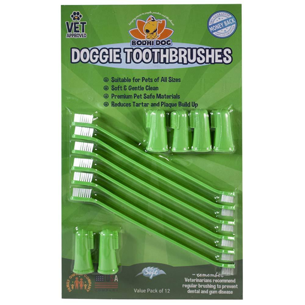 New Combo Pack of Finger and Dual-Ended Long Dog & Cat Toothbrush | Pet Safe Super Soft Bristles for Pet Dental & Oral Care Teeth & Gums (6 Long & 6 Finger) - PawsPlanet Australia