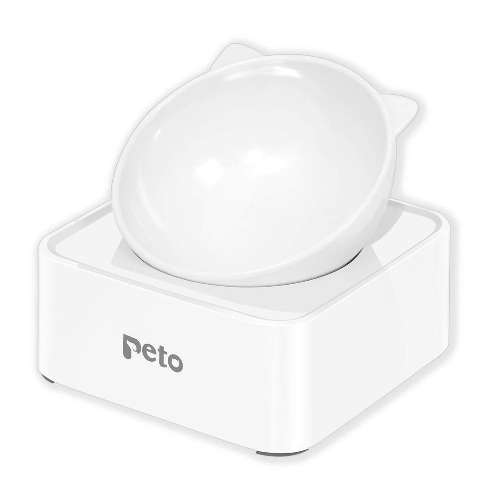 [Australia] - UPSKY Peto Cat Dog Bowl Raised Cat Food Water Bowl with Detachable Elevated Stand Pet Feeder Bowl No-Spill, 0-30°Adjustable Tilted Pet Bowl Stress-Free Suit for Cat Dog (White) White 