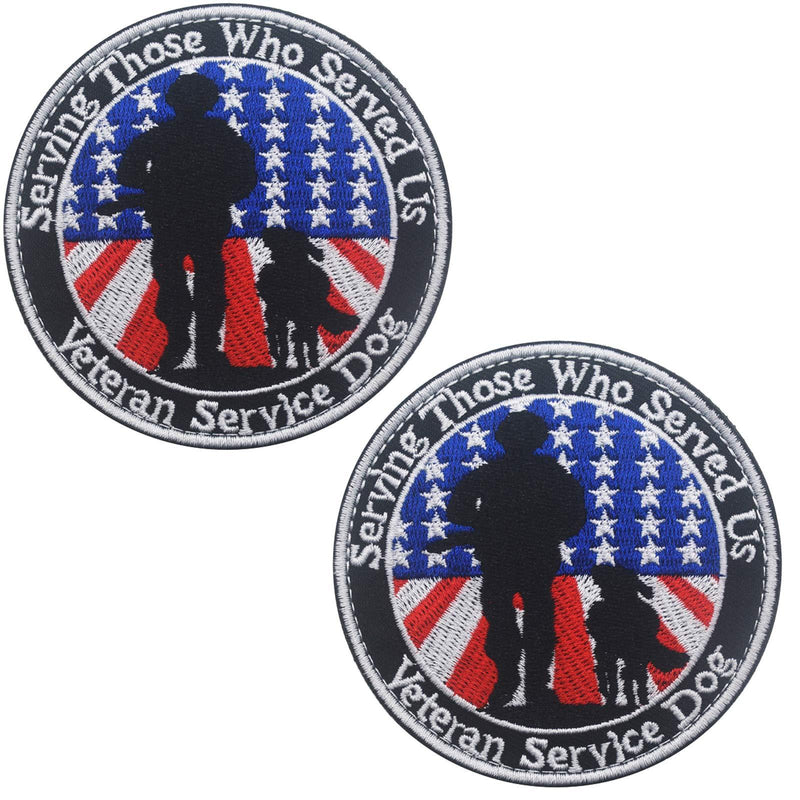 [Australia] - Veterans Service Dog Serving Those Who Served Us Vests/Harnesses Military Tactical Morale Badge Emblem Embroidered Fastener Hook Loop Patch for Dogs Pets 3.15inch Diameter 2PCS 