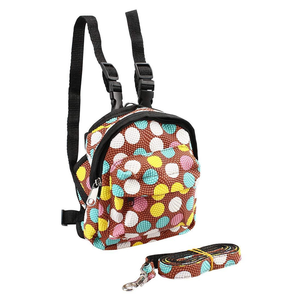 [Australia] - uxcell Dog Backpack Adjustable Straps Dot Pattern Puppy Pet Carrier Holder Bag with Leash Rope for Outdoor Travel Hiking Camping Brown M 