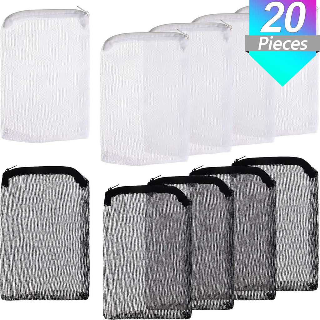 [Australia] - Onwon 20 Pieces Aquarium Filter Bags Fish Tank Media Mesh Filter Bags Net Bag with Zipper for Charcoal Pelletized Remove Activated Carbon, Biospheres, Ceramic Rings 