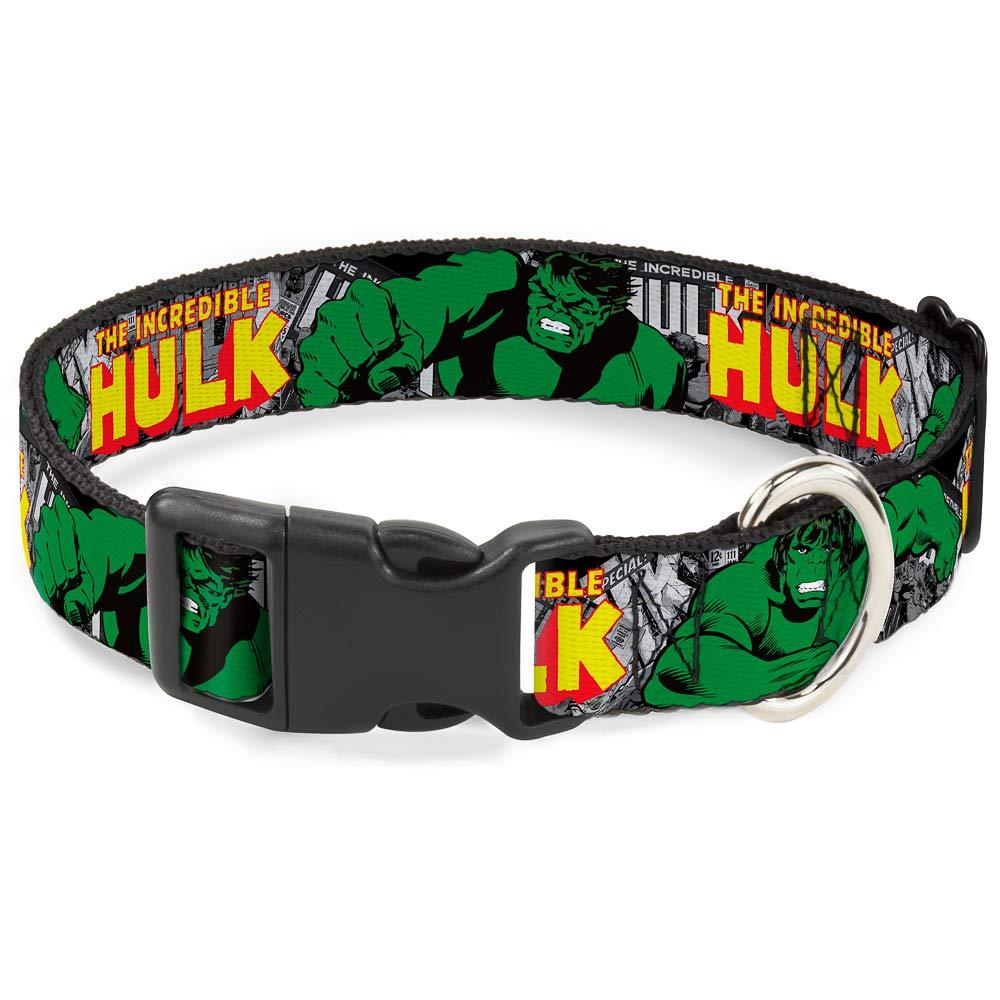 [Australia] - Buckle-Down Dog Collar Plastic Clip The Incredible Hulk Action Poses Stacked Comics 9 to 15 Inches 1.0 Inch Wide 