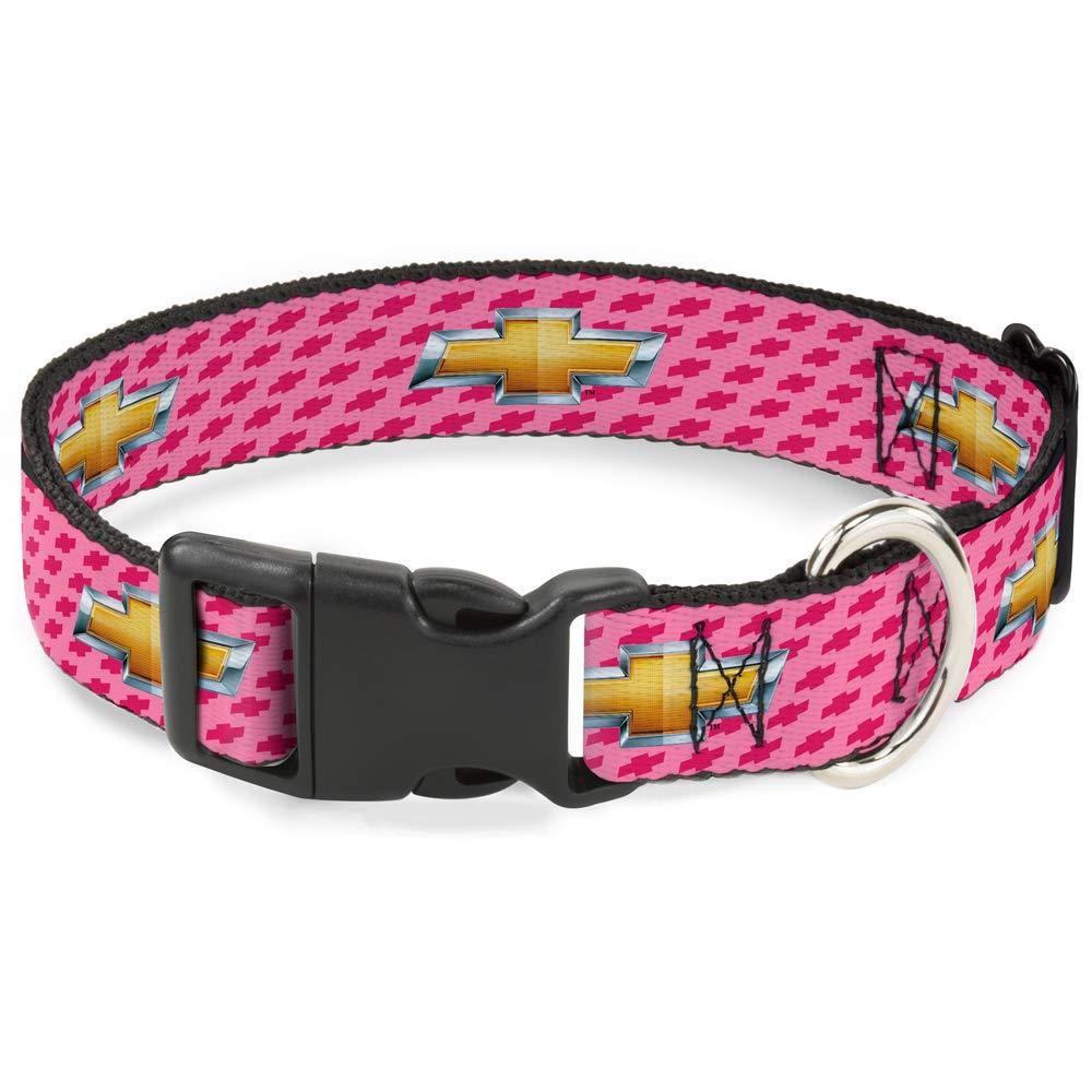 [Australia] - Buckle-Down Cat Collar Breakaway Chevy Gold Bowtie Logo Pink 8 to 12 Inches 0.5 Inch Wide 