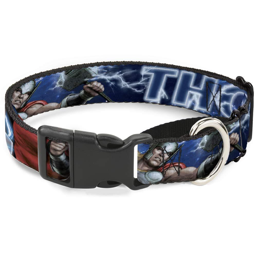 [Australia] - Buckle-Down Dog Collar Martingale Avengers Thor Hammer Action Pose Galaxy Blues White 15 to 26 Inches 1.0 Inch Wide 