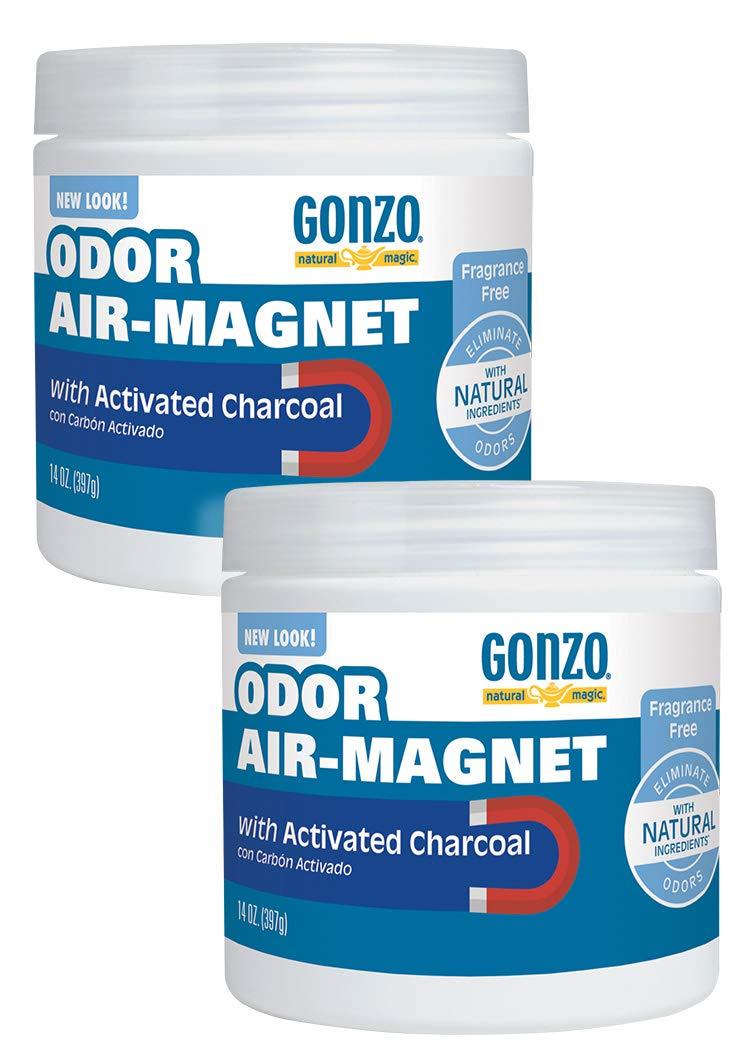 Gonzo Natural Magic Odor Air-Magnet with Activated Charcoal - 14 Ounce (2 Pack) - Odor Eliminator for Car Closet Bathroom and Pet Area Captures and Absorbs Smoke Odors - PawsPlanet Australia