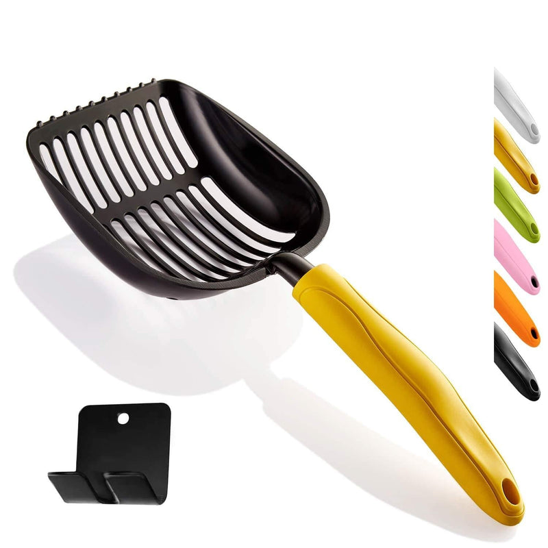 [Australia] - WePet Cat Litter Scoop, Aluminum Alloy Litter Scooper, Long Handle Cat Scooper with Holder, Poop Sifting, Pooper Lifter, Kitty Pet Sifter, Durable, Heavy Duty, Full Metal Litterbox Scoops 1.Yellow 