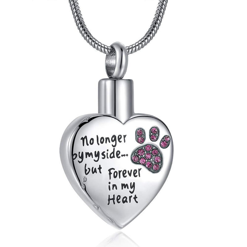 Eternal M. Cremation Jewelry for Ashes for Dog Cat Waterproof Memorial Urn Pendant Necklace No Longer by My Side Forever in My Heart Paw - PawsPlanet Australia