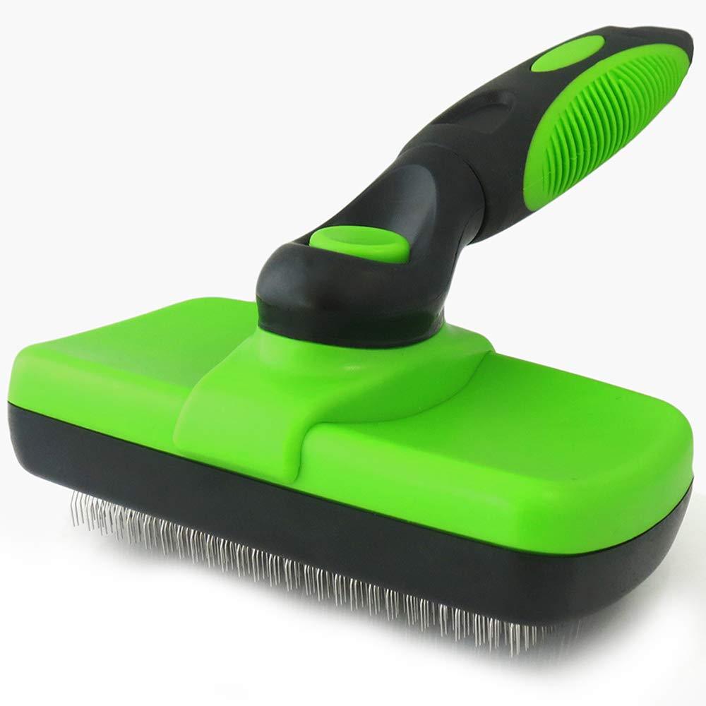 [Australia] - Pet Brush Self Cleaning Slicker Brush – 2019 for Dogs and Cats Including Easy Self-Cleaning Button, Soft Designed Grip Hand, Eliminates Loose Undercoat & Tangles Shedding & Hairballs(Green) 