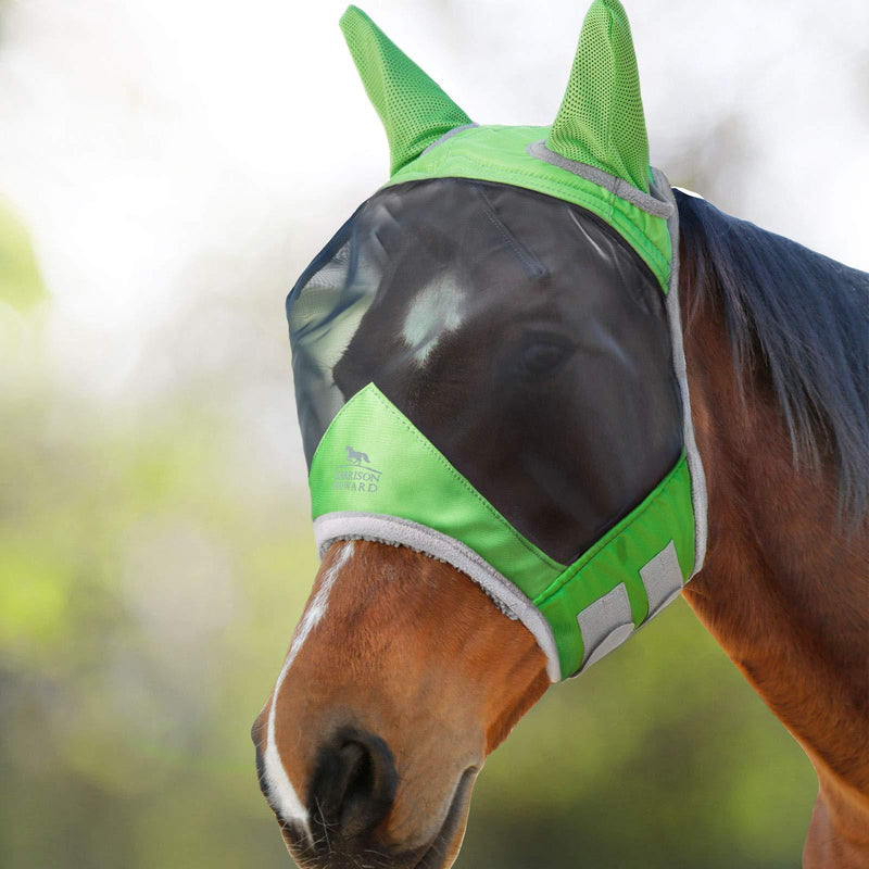 Harrison Howard CareMaster Pro Luminous Horse Fly Mask Standard with Ears Pasture Green (M; Cob) Cob (Medium) - PawsPlanet Australia