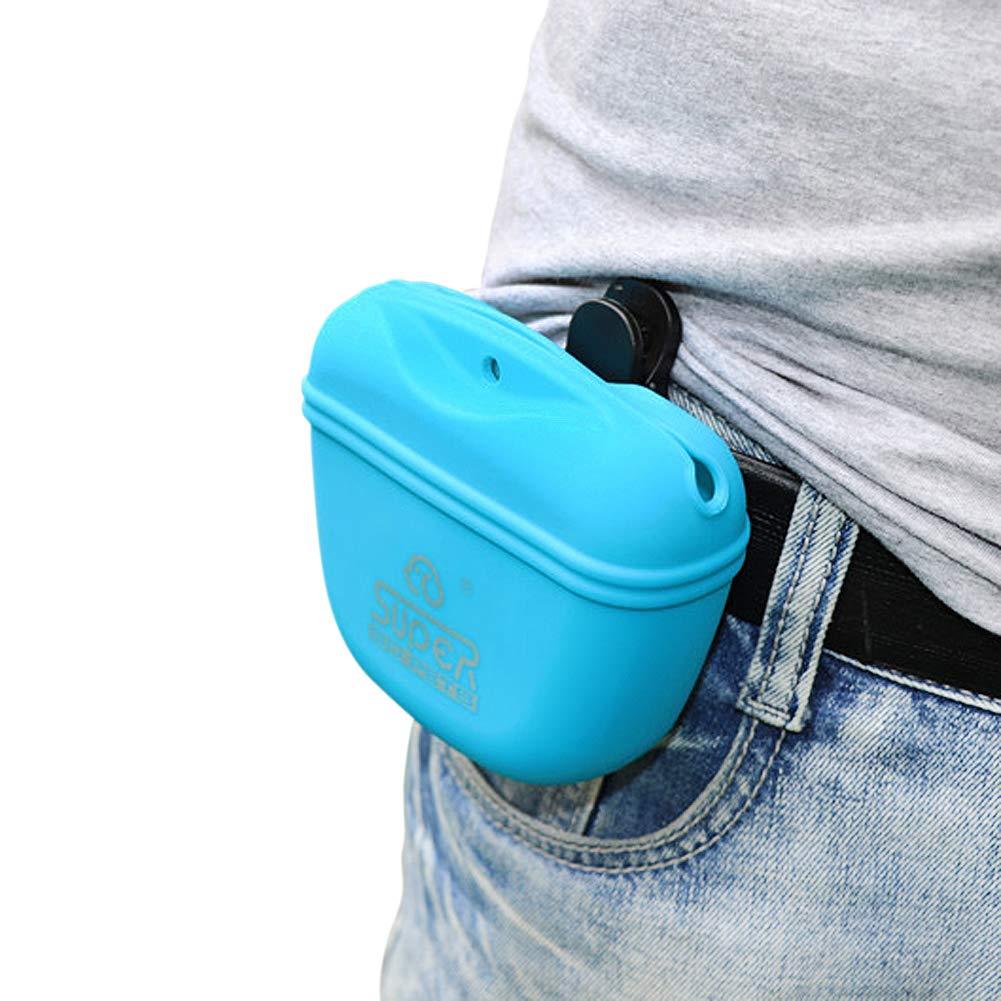 [Australia] - VOOO4CC Outdoor Training Dog Pouch Silicone Dog Food Portable Waist Bag Snack Pocket Blue 