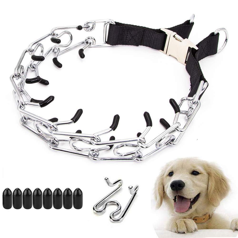 [Australia] - Supet Dog Prong Collar, Adjustable Dog Pinch Training Collar with Quick Release Stainless Steel Snap Buckle for Small Medium Large Dogs(Bonus Extra 4 Comfort Rubber Tips& 1 Link) S (Length: 14"--Weight: around 35 lbs) 