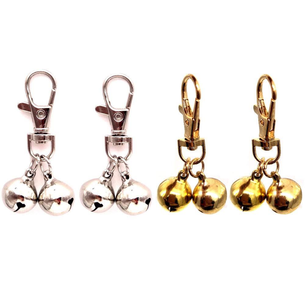 [Australia] - Sport Art DIY pet Bells 304 Stainless Steel Dog Bells 2pcs Bell Training Charm Pendants Jewelry for Pet Dog Cat Necklace Collar（4sets） silvery and Golden 