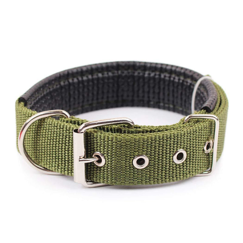 [Australia] - Petea Dog Collar Dog Soft Leather Lining Choker Collar Durable Pet Puppy Collars for Small Medium Large Dogs S Green 