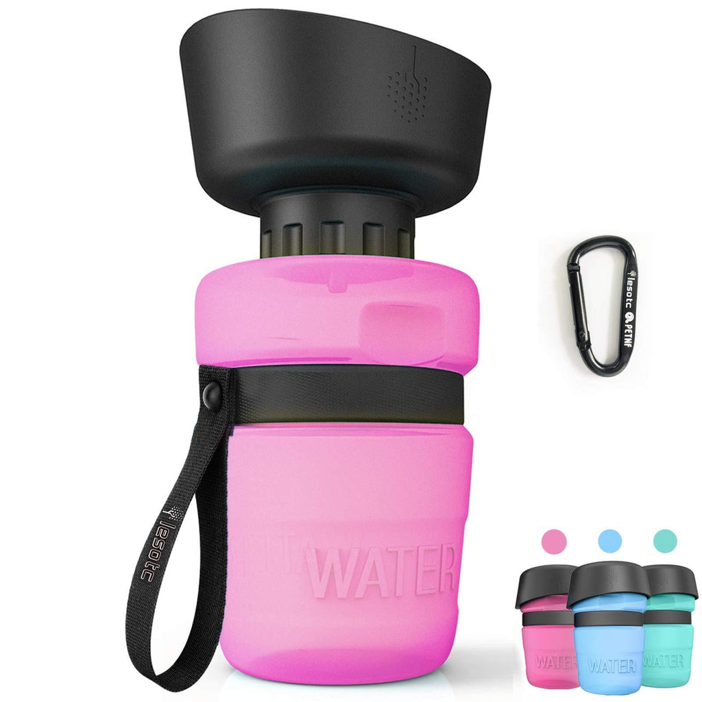 lesotc Pet Water Bottle for Dogs, Dog Water Bottle Foldable, Dog Travel Water Bottle, Dog Water Dispenser, Lightweight & Convenient for Travel BPA Free 18oz Pink - PawsPlanet Australia