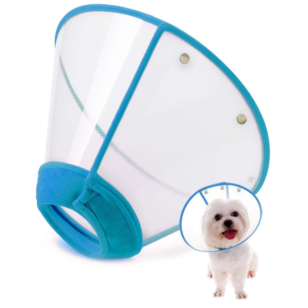 IN HAND Adjustable Pet Recovery Collar Cat Cone, US Patented Product Soft Edge Plastic Dog Cone Anti-Bite Lick Wound Healing Safety Practical Protective E-Collar S Blue - PawsPlanet Australia