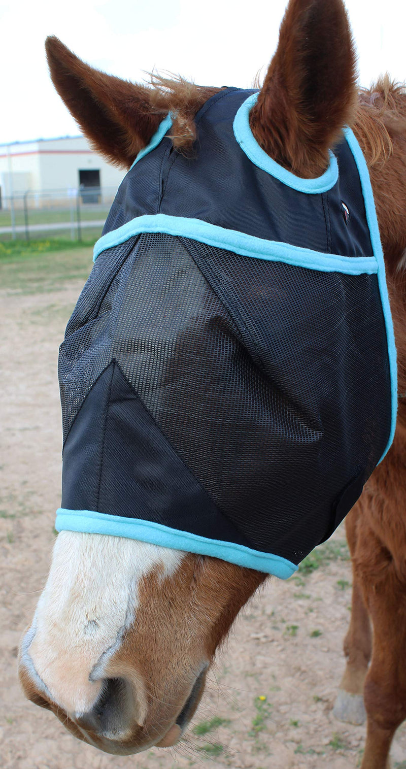 Equine Horse FlyMask Summer Spring Airflow Mesh 732102 Black Turquoise - PawsPlanet Australia