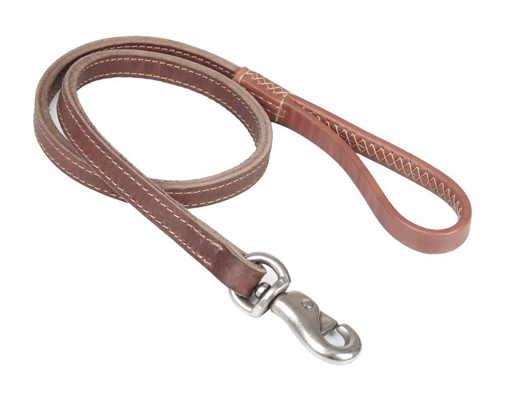 [Australia] - teck Genuine Leather Extra Strong Dog Leash Super Soft Padded Handle Leather Dog Leash 4 Foot Walking Training for Extra Large Dogs 4Ft-4/5in 